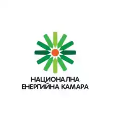 Logo of the National Energy Chamber featuring a green radial design with a central red circle above Bulgarian text that reads 'National Energy Chamber' on a white background.
